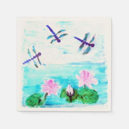 Dragonfly Waterlily Pond Painting Pappersservett