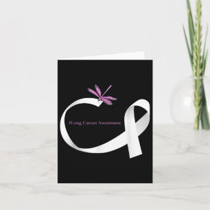 Dragonfly White Ribbon Lung Cancer Awareness Kort