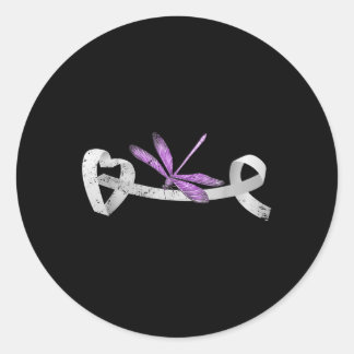 Dragonfly White Ribbon Lung Cancer Survivor Gift L Runt Klistermärke