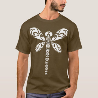 Dragonfly White Tribal Tattoo Stil Art T Shirt