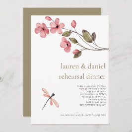 Dragonfly Wildblomma Bröllop Rehearsal Middag Inbjudningar