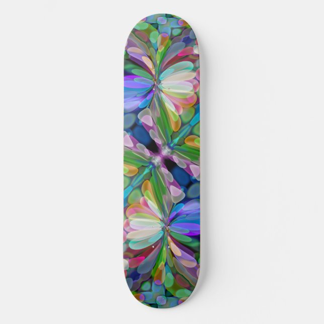 Dragonfly WildblommGarden Abstrakt Blommigt Mini Skateboard Bräda 18,5 Cm (Framsida)