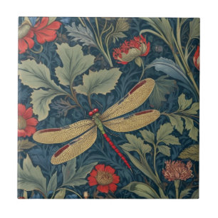 Dragonfly William Morris stil Lämnat Vintage Kakelplatta