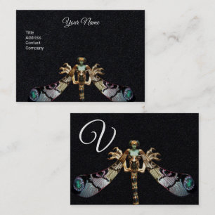 DRAGONFLY WOMAN FANTASY JEWEL Black Papper Monogra Visitkort