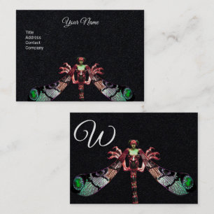 DRAGONFLY WOMAN FANTASY JEWEL Rosa Black Monogram Visitkort