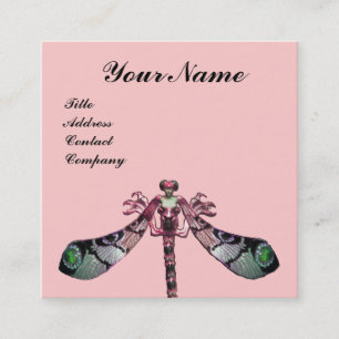 DRAGONFLY WOMAN JEWEL,Grönt,Svart Rosa Fyrkantigt Visitkort