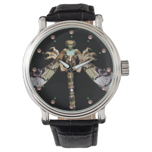 DRAGONFLY WOMAN MED ROSA GEMSTONER ARMBANDSUR