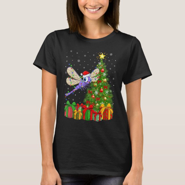Dragonfly   Xmas Holiday Santa Dragonfly Christmas T Shirt (Framsida)