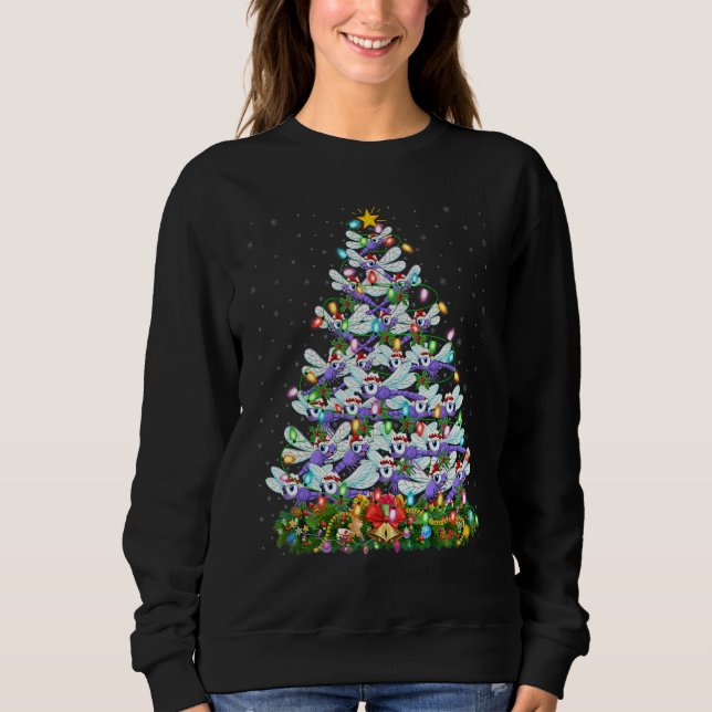 Dragonfly   Xmas Lights Santa Dragonfly Christmas  T Shirt (Framsida)