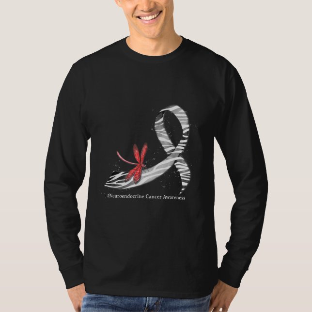 Dragonfly Zebra Ribbon Neuroendocrine Cancer Medve T Shirt (Framsida)