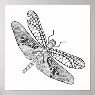 Dragonfly Zendoodle 2 Poster