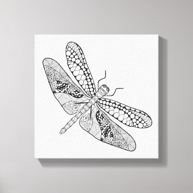 Dragonfly Zendoodle 6 Canvastryck (Framsida)