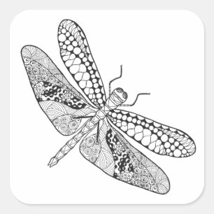Dragonfly Zendoodle Fyrkantigt Klistermärke