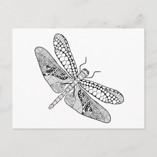 Dragonfly Zendoodle Vykort (Framsida)