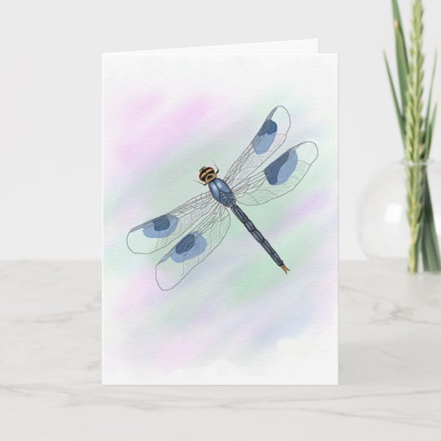 Dragonflygkort för vattenfärg (stor utskrift) kort (Framsida)
