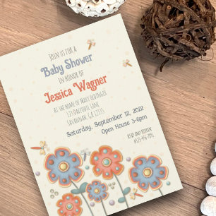 DragonflyInspiritivity Baby Shower för Cute Blommi Inbjudningar