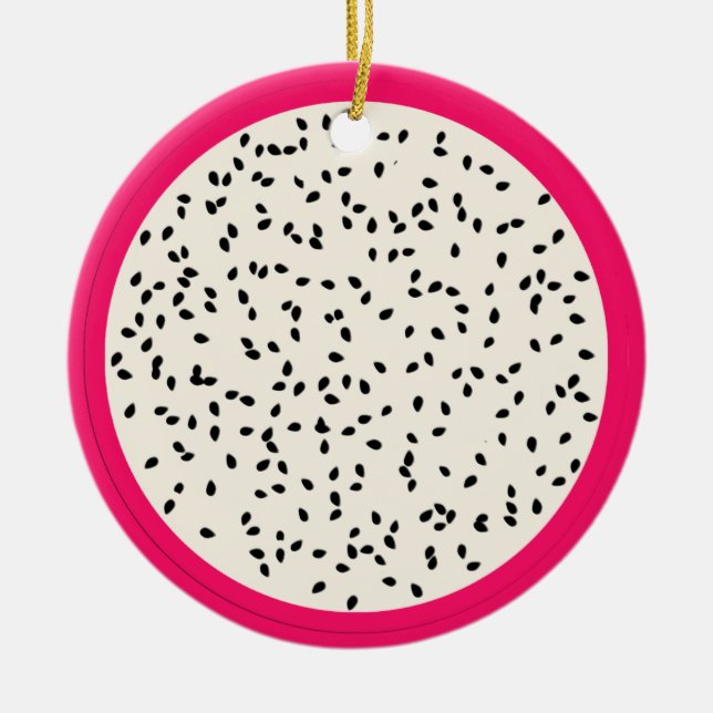 Dragonfrukt/Dragon Fruit Stylized Fruit Slice Julgransprydnad Keramik (Framsidan)