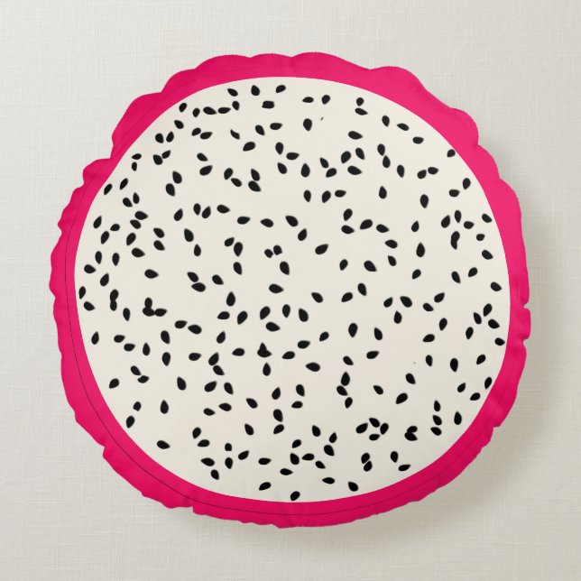 Dragonfrukt/Dragon Fruit Stylized Fruit Slice Rund Kudde (Framsidan)