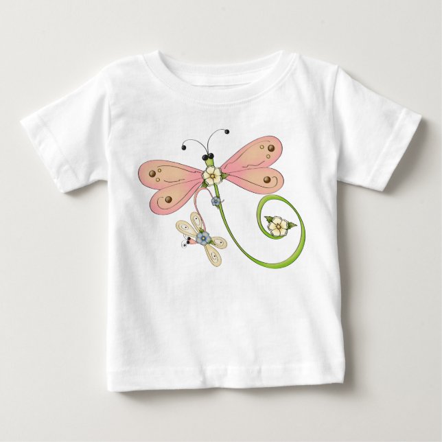 Dragonlies Rosa Blue Grönt Insekt Dress T Shirt (Framsida)