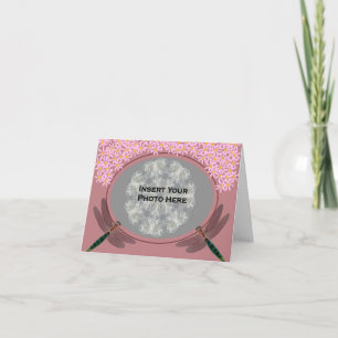 Dragonlies Rosa Daisys Cute Photo Card Kort