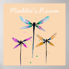 Dragonlies vattencolor söt art poster