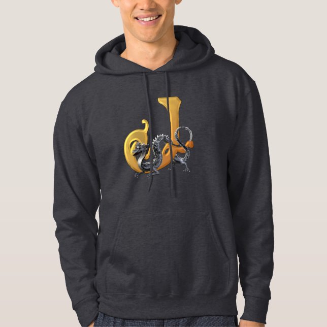 Dragonlore initialt J Sweatshirt Med Luva (Framsida)
