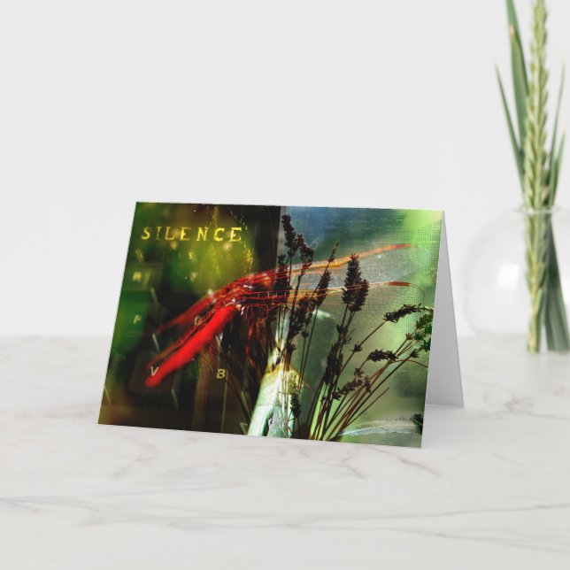 Dragonly lavendelcollage kort (Framsida)