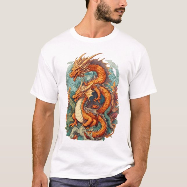 Dragons 2D Illustration Stil T Shirt (Framsida)