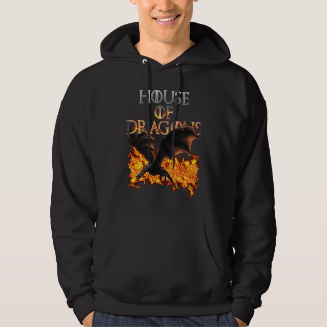 Dragons and Fire Cool Fantasy Hoodie (Framsida)
