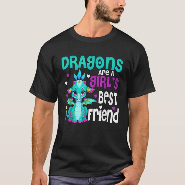 Dragons är en flickas bästa vänner flickor t shirt (Framsida)