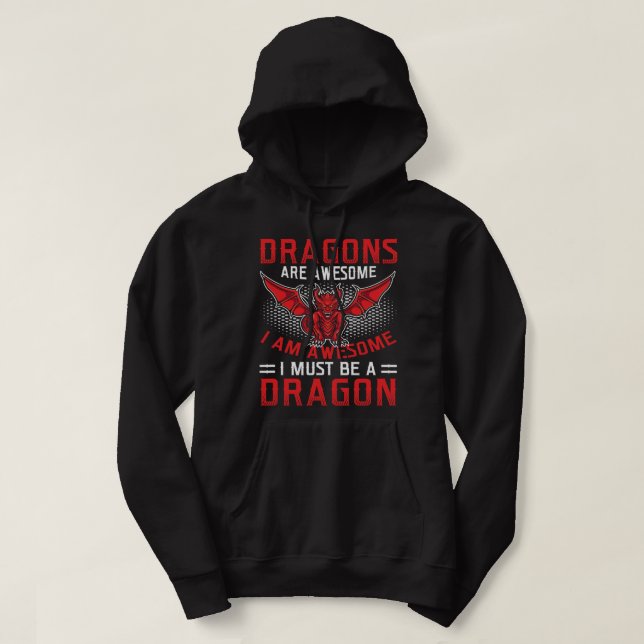 Dragons är Fantastisk draken Älskare Hoodie (Design framsida)