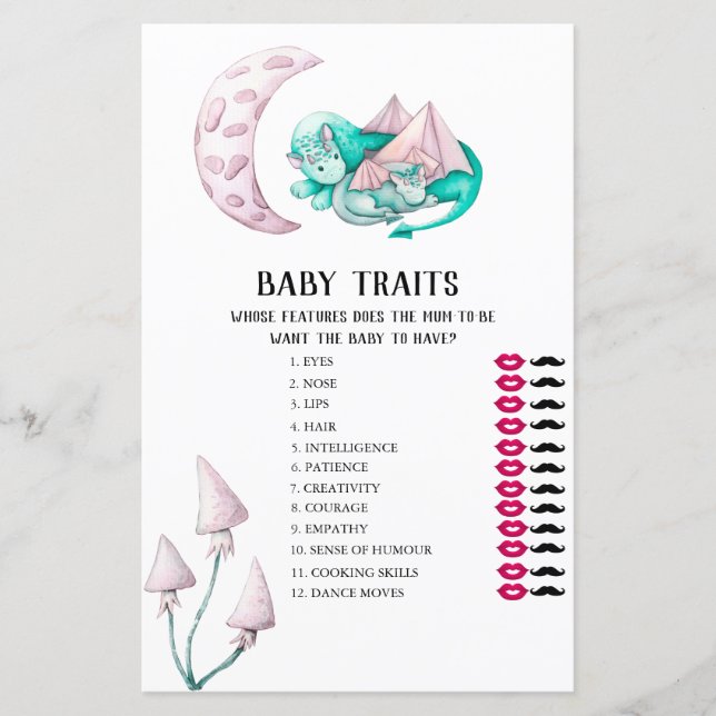 Dragons Baby Traits Baby Shower-spel (Framsida)