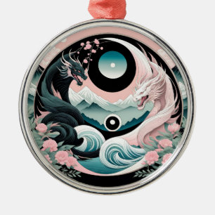 Dragons Blommigt Mountain Rosa Sage Teal Julgransprydnad Metall