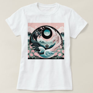 Dragons Blommigt Mountain Rosa Sage Teal T Shirt