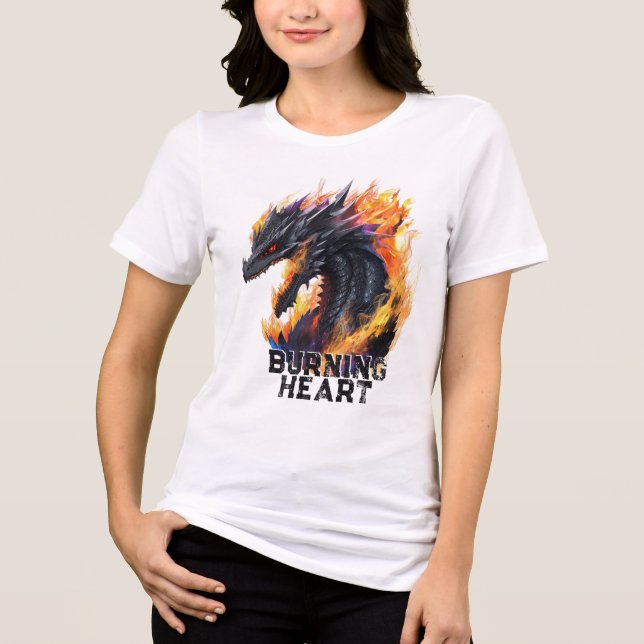 Dragon's Burning Heart T Shirt (Framsida)