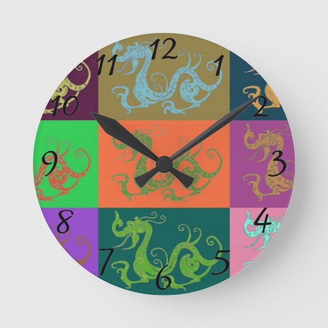 Dragons Clock Rund Klocka (Framsida)