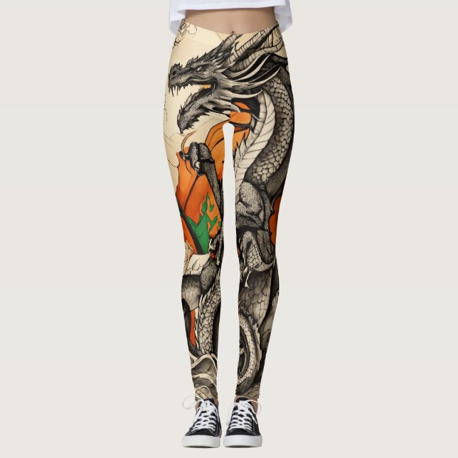 Dragon's Dance: Snyggt Chinese Dragon Leggings" Leggings (Framsida)