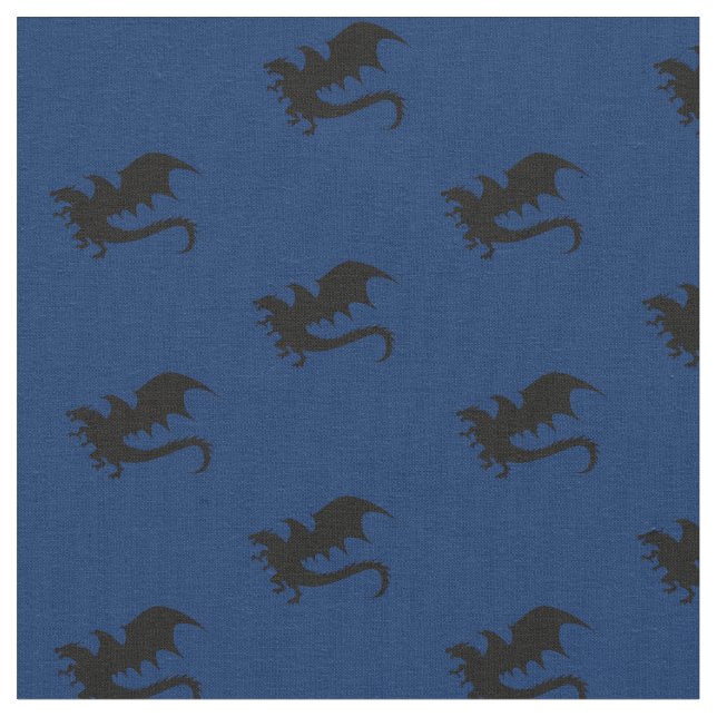 Dragons DND Silhouettes Blue Tyg (Närbild)