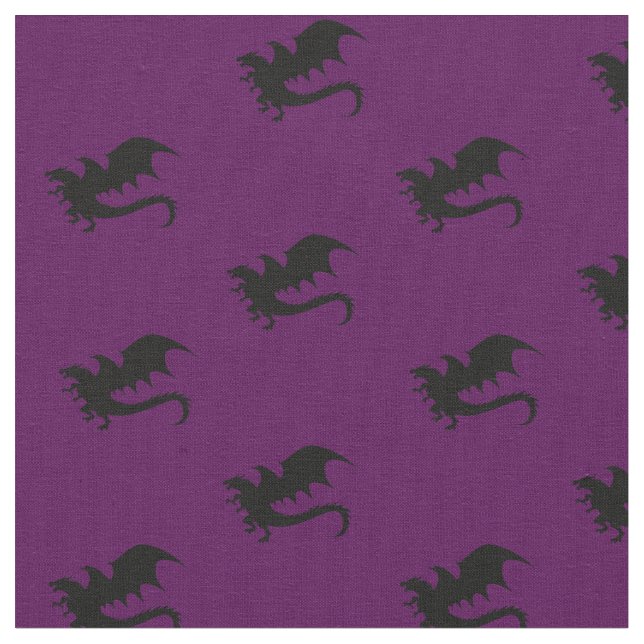 Dragons DND Silhouettes Lila Tyg (Närbild)