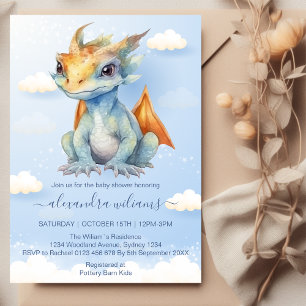 Dragons Fairy Tale Dragon Baby Shower Inbjudningar