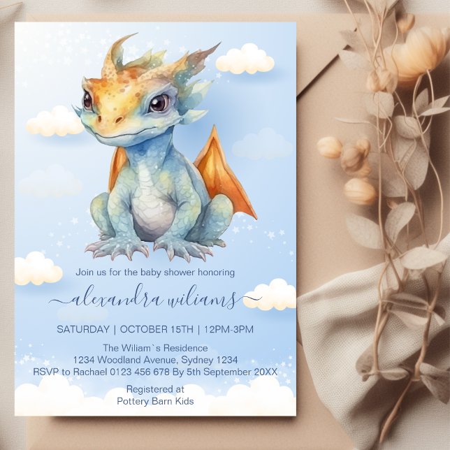 Dragons Fairy Tale Dragon Baby Shower Inbjudningar (Skapare uppladdad)