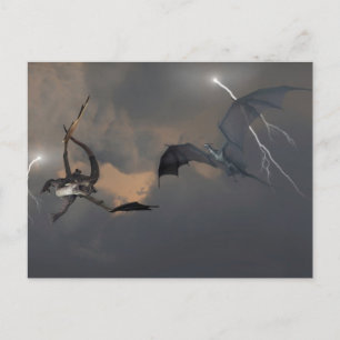 Dragons Fighting in Storm Clouds Vykort
