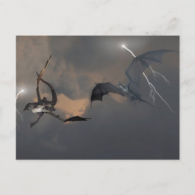 Dragons Fighting in Storm Clouds Vykort (Framsida)