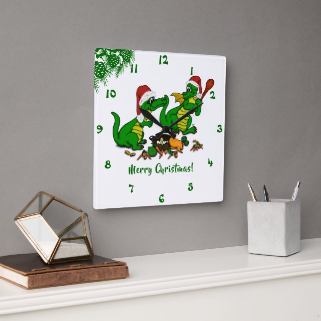 Dragons - God jul! - I dag ska jag laga mat Fyrkantig Klocka (Kontor)