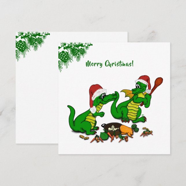 Dragons - God jul! - I dag ska jag laga mat Julkort (Fram/baksida)