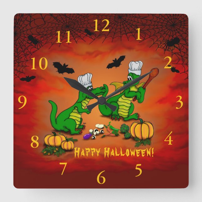 Dragons - Happy halloween! I dag ska jag laga mat Fyrkantig Klocka (Framsida)