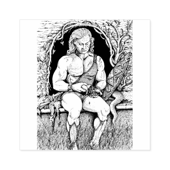 DRAGON'S HOARD, WARRIOR, BAG OF GULD, CAVE, LAIR STÄMPEL (Tryck)