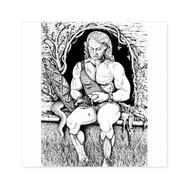 DRAGON'S HOARD, WARRIOR, BAG OF GULD, CAVE, LAIR STÄMPEL (Tryck)