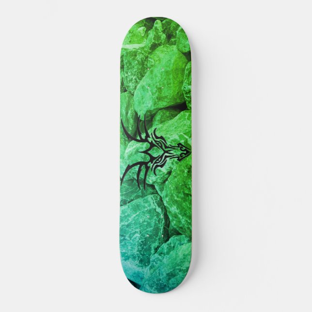 Dragons huvud mini skateboard bräda 18,5 cm (Framsida)