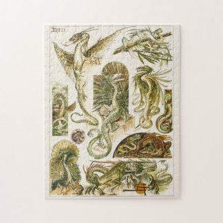 Dragons, illustration av art nouveau av Anton Sede Pussel